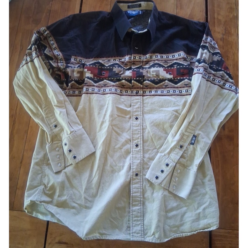 Vintage Panhandle Slim Pearl Snap Men's Large Aztec Brooks & Dunn Western